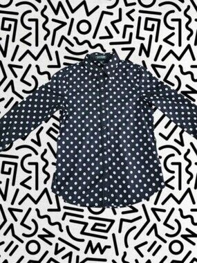 Ralph Lauren Black And White Polka Dot Button-Down Shirt